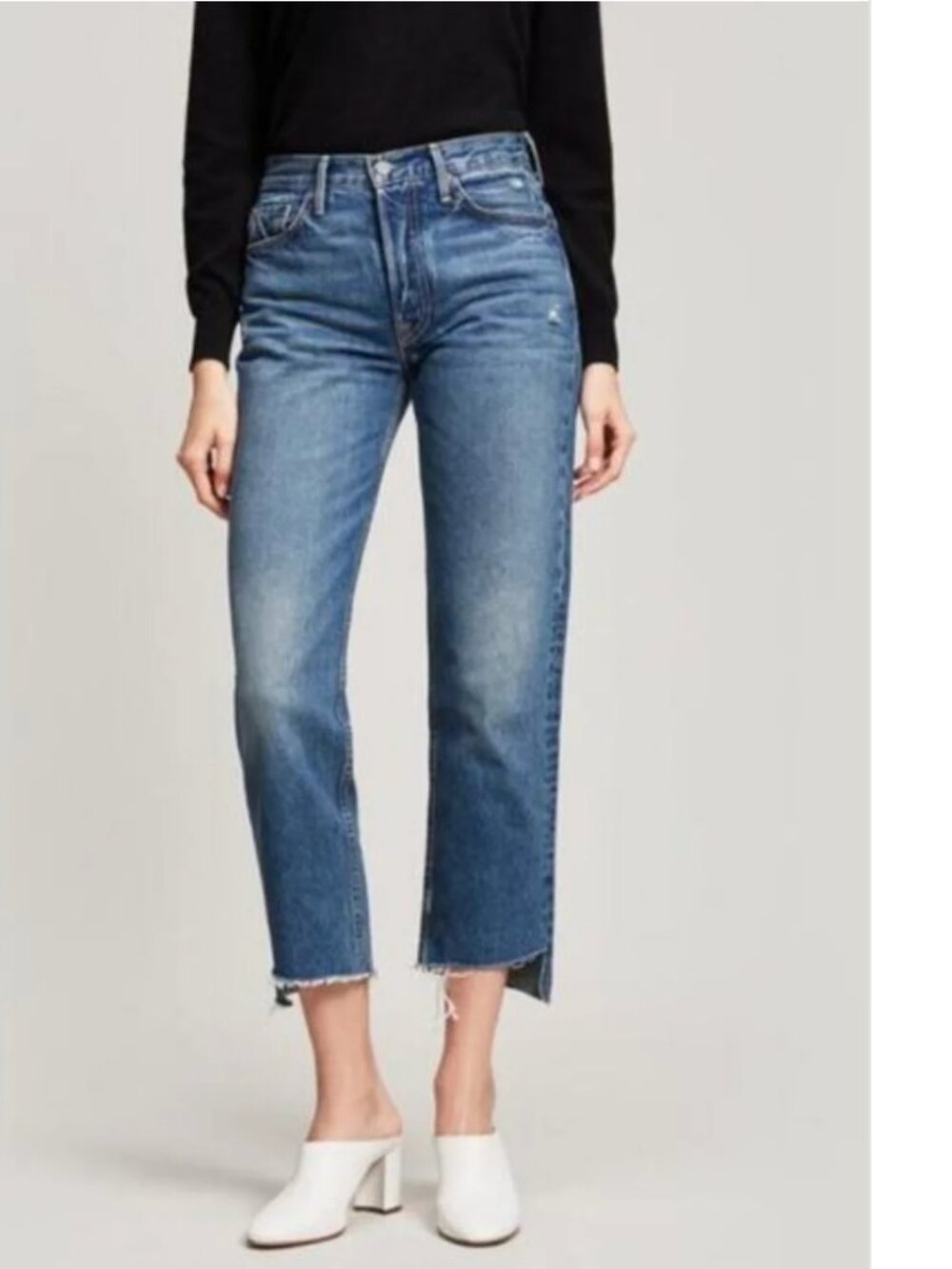 GRLFRND Helena Jeans Womens 26 High Rise Straight Distressed Raw Hem 100% Cotton